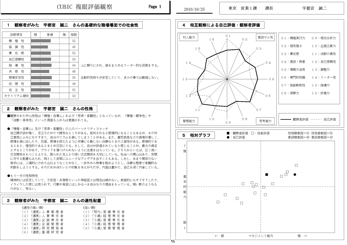 組織に対する個人の満足度 検査結果の参考画像